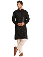 Jompers Mens Embroidered Sequined Viscose Straight Kurta Pyjama Set