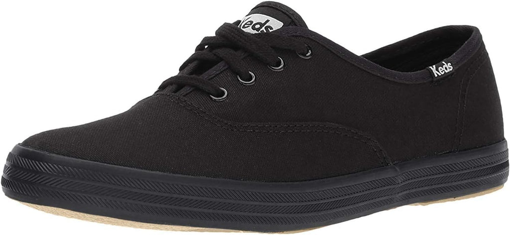 Keds Women's Champion Lace Up Sneaker, Black/Black Canvas, 6 Wide
