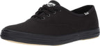 Keds Women's Champion Lace Up Sneaker, Black/Black Canvas, 6 Wide