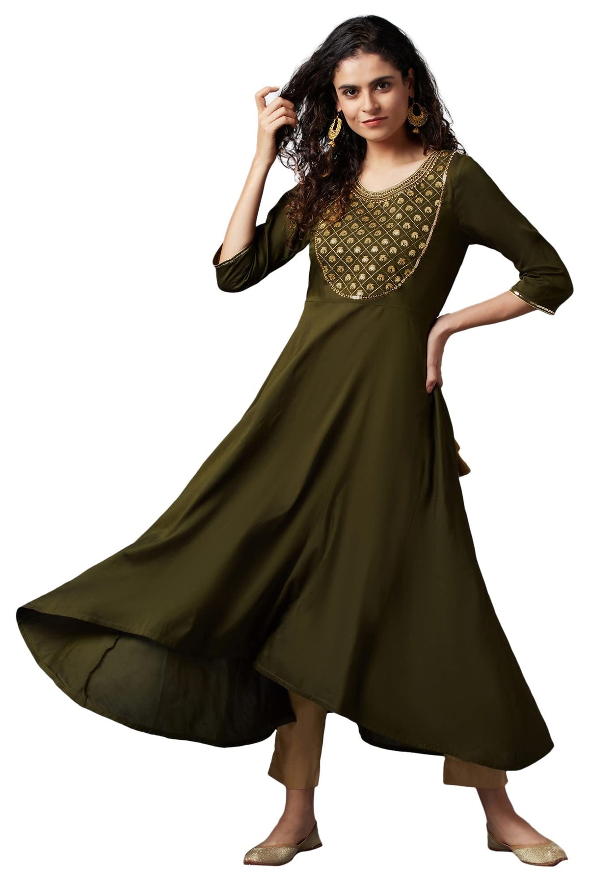 Aurelia WomenS Viscose Solid Loose Kurta (22Fea13188-703039_Green_Xl)