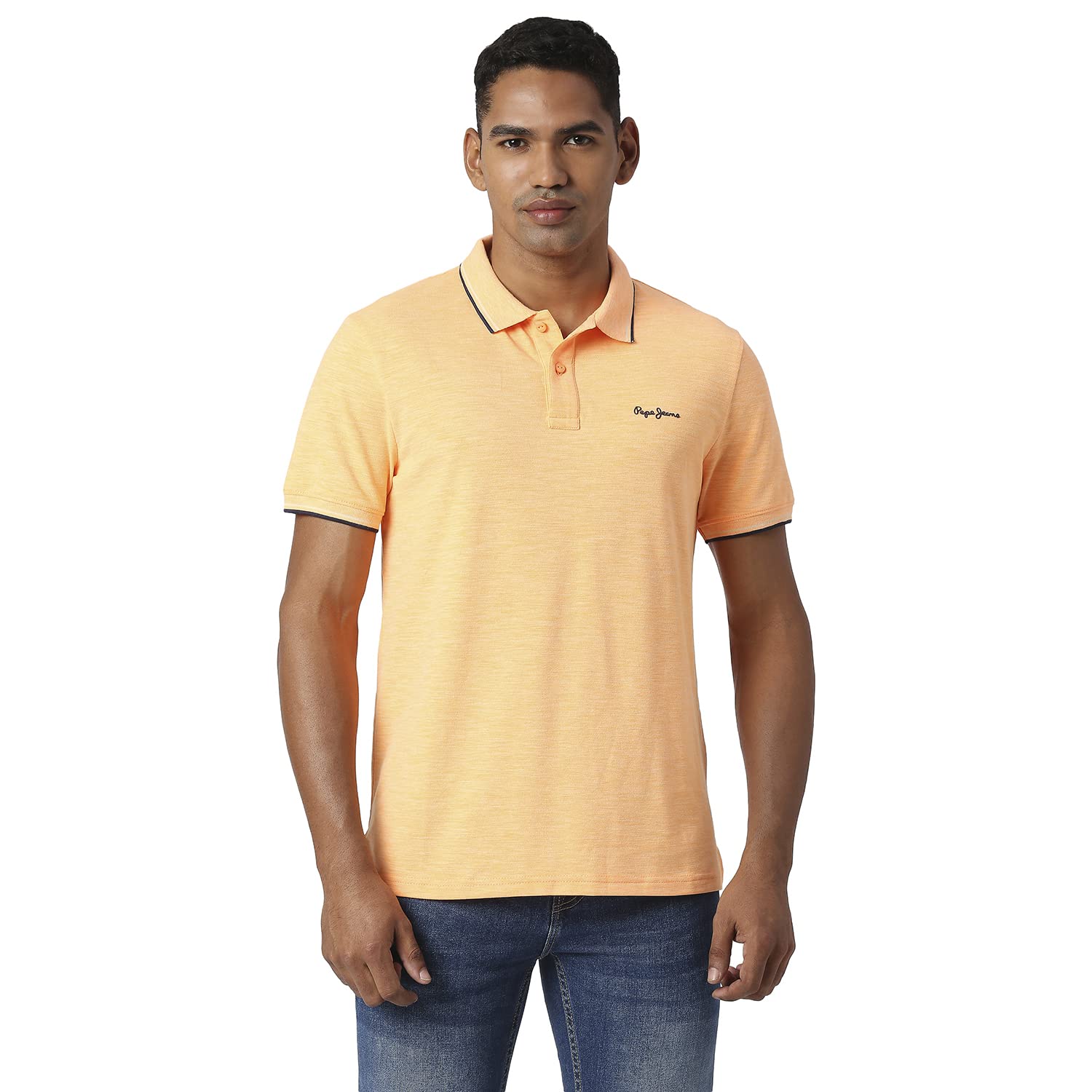 Pepe Jeans MenS Solid Regular Fit T-Shirt (Pm542032143M_Nu Coral
