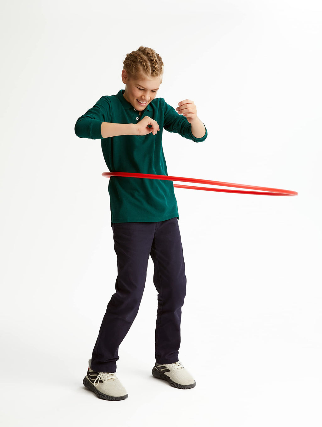 French Toast Boys' Adjustable Waist Straight Fit Stretch Twill Chino Pant, School Uniform Navy, 8