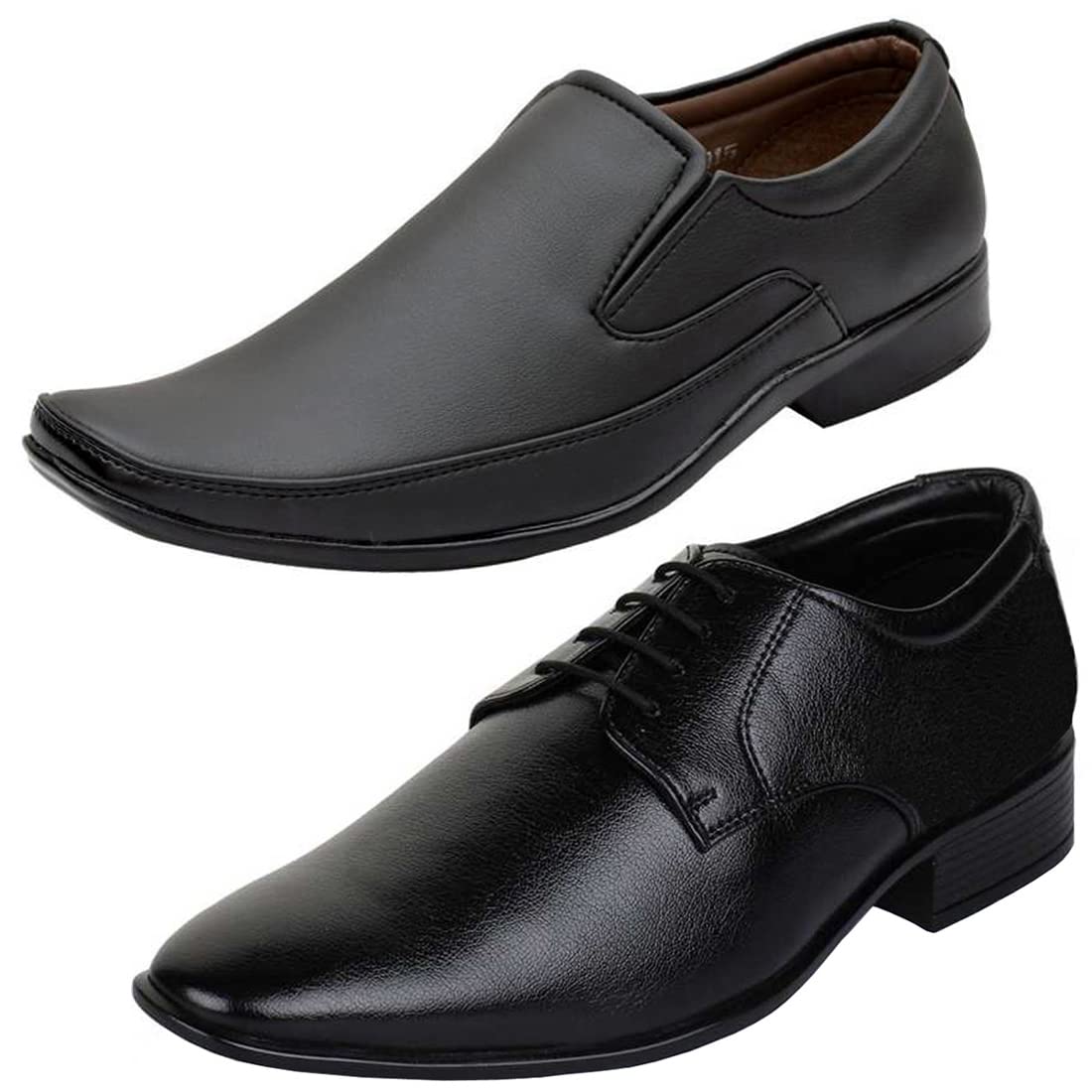 Attractive Trendy Formal Shoes/Party Shoes/ 2 Shoes Combo with Free Belt for Men and Boys (BAZAAR7940_VTR301Blk) Multicolor 10