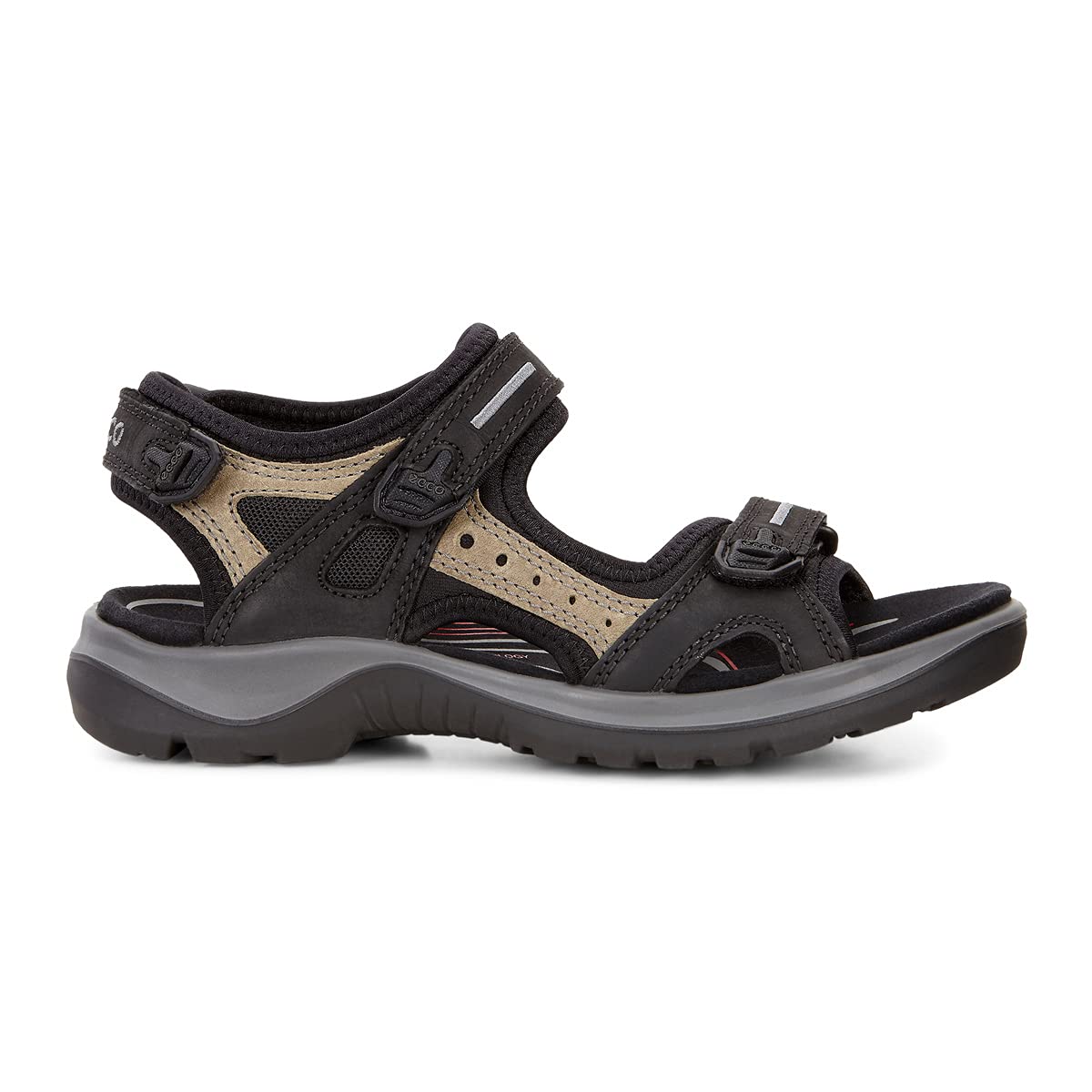 ECCO Women's Yucatan Sport Sandal, Black/Mole/Black Oil Nubuck, 8-8.5