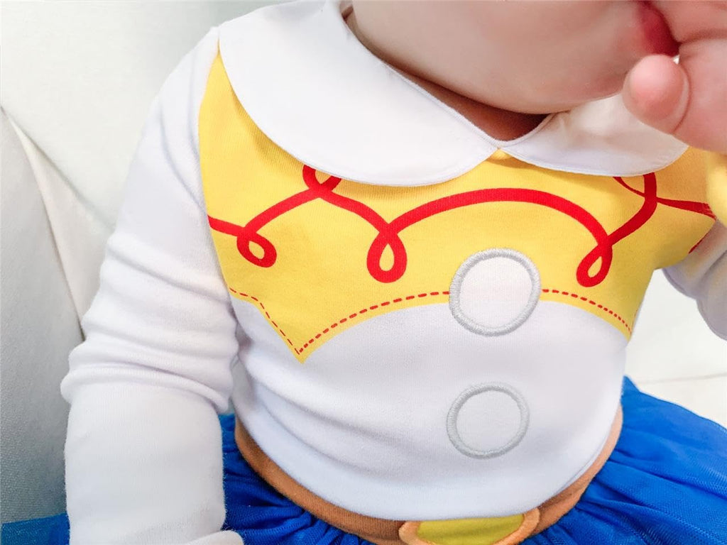 Dressy Daisy Baby Girls Cowgirls Princess Onesie Costume Romper Bodysuit Halloween Birthday Dress Up with Headband Size 3-6 Mont