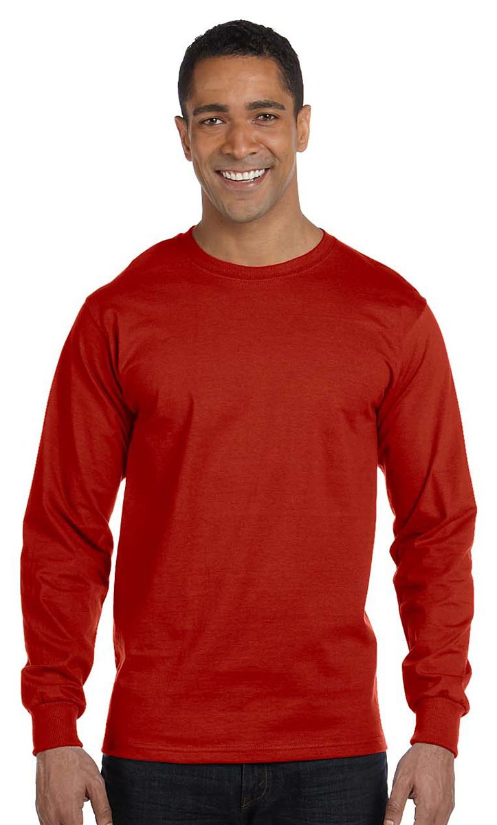 Mens 52 oz comfortSoft cotton Long-Sleeve T-Shirt - WHITE - S(D0102H7KTVT)