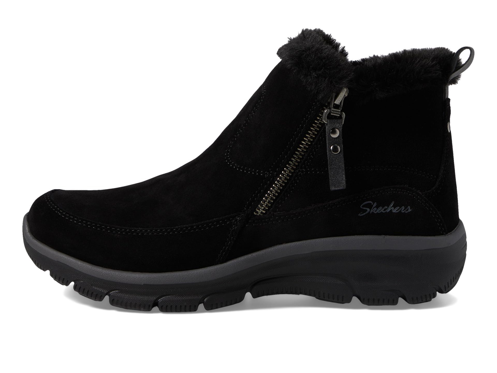 Skechers Women's Easy Going-Cool Zip Ankle Boot, Black, 6.5