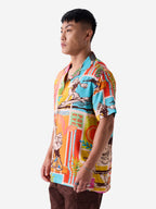 The Souled Store Official Popeye: Surfing Mens and Boys Loose fit Graphic Printed Half Sleeve Rayon Multicolored Summer Shirts S