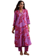 ANNI DESIGNER Womens Rayon Blend Straight Printed Kurta with Pant (Kundan Pink_XXL_Green_XX-Large)