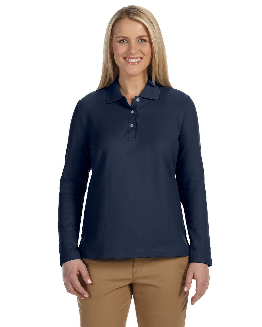 Ladies Pima Piqu Long-Sleeve Polo - BLAcK - S(D0102H7YRgT)