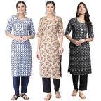 Pinkmint WomenS Crepe Printed Kurta Set Ethnic Wear Women Kurta Set Comfortable Kurta Set For WomenS(Pack Of 3)