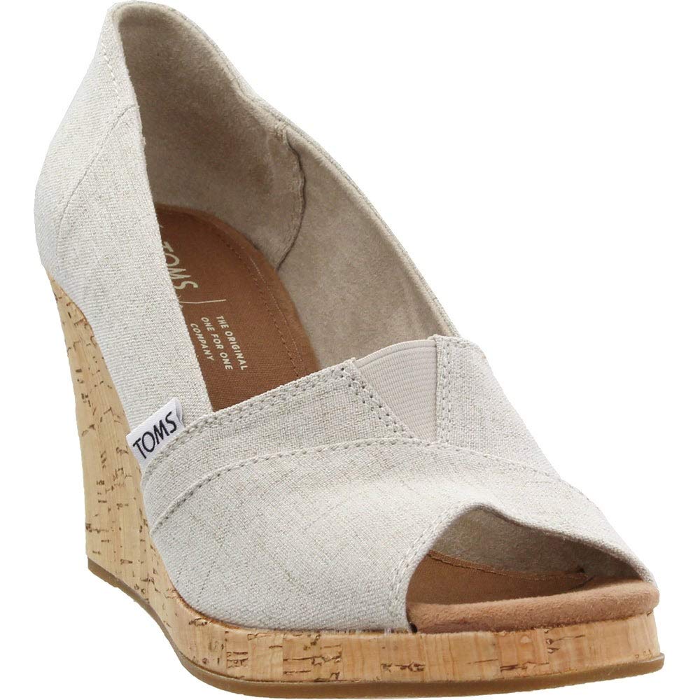 TOMS Women's Classic Espadrille Wedge Sandal, Natural Crosshatch Jacquard, 7