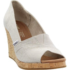 TOMS Women's Classic Espadrille Wedge Sandal, Natural Crosshatch Jacquard, 7