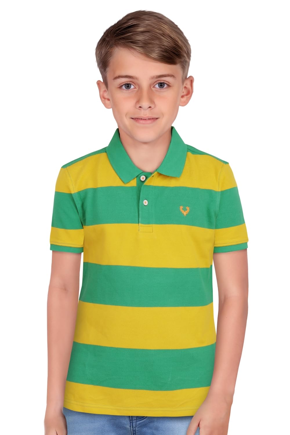 Allen Solly Boys Regular Fit Striped Casual Cotton Short Sleeve Polo Shirt