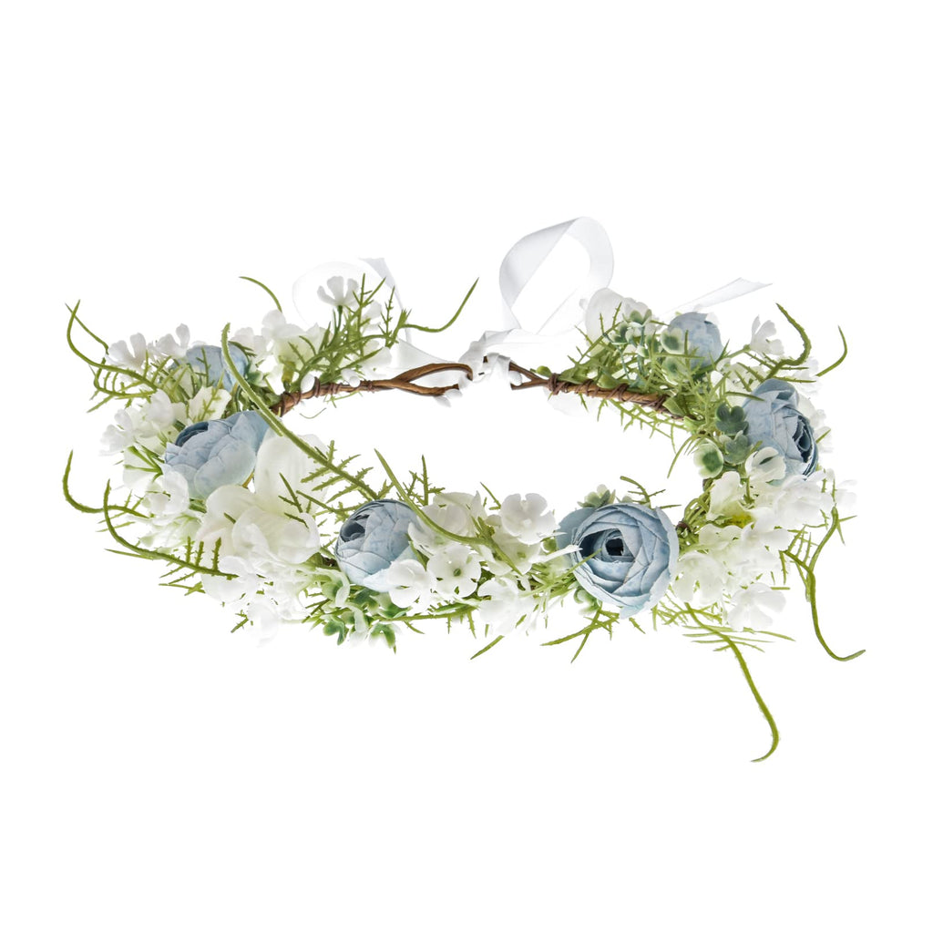 Floral Fall Camellia Flower Crown Rose Headpiece Wedding Bridal Flower Girl Halo Maternity Photo Props FL-03 (Ivory)