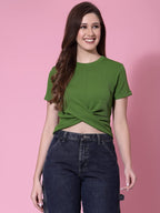 OOMPH! Crop Tops for Women, Green - mt593