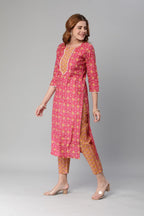 Anni Designer Women'S Cotton Blend Traditional Straight Printed Kurta With Pant Set (Mikaa -Nw-An)