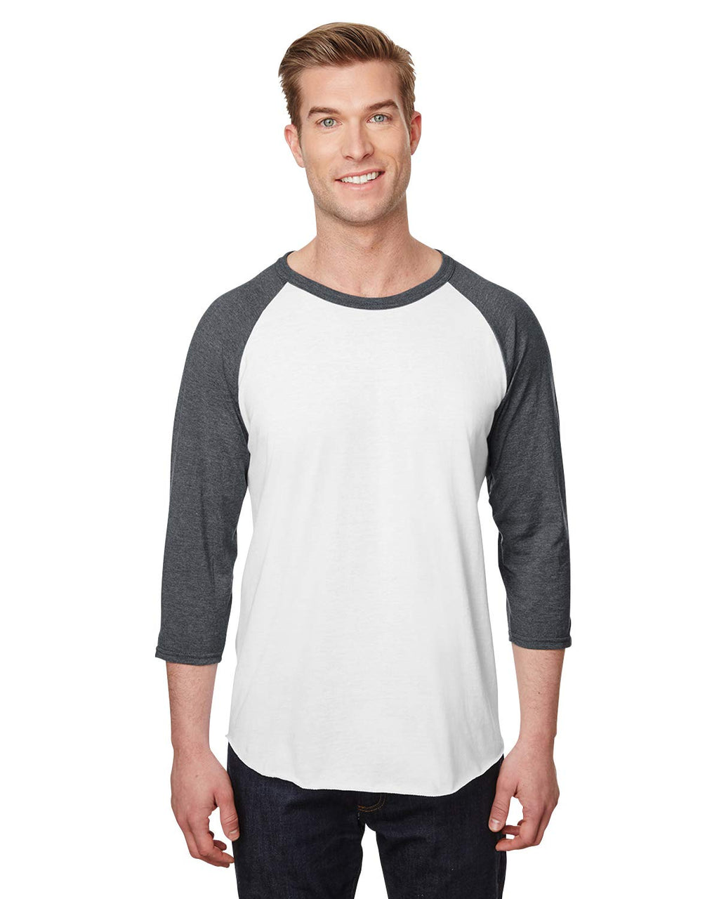 Unisex Premium Blend Ring-Spun 34 Sleeve Raglan T-Shirt - WHITE cHAR HTHR - 3XL(D0102H7M0SJ)