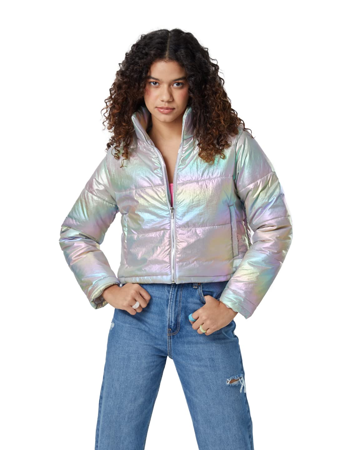 The Souled Store Solids: Shiny Metal Women and Girls T-Shirts Regular fit Solid Full Sleeve 60% Cotton 40% Polyester Beige Color