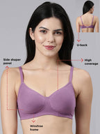 Enamor Womens Cotton Wire Free Casual Full-Coverage Bra (A042_Chinese Violet