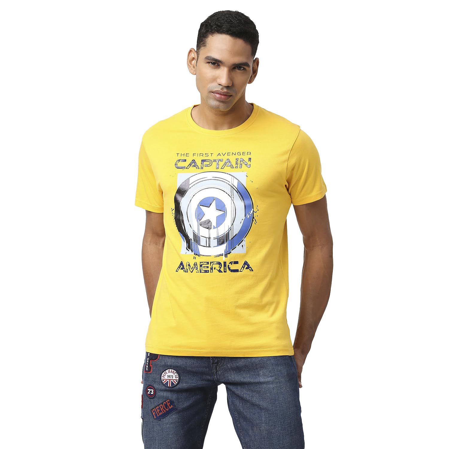 Pepe Jeans Captain Ca Captain America Graphic Printed T-Shirt, Gold, 2Xl