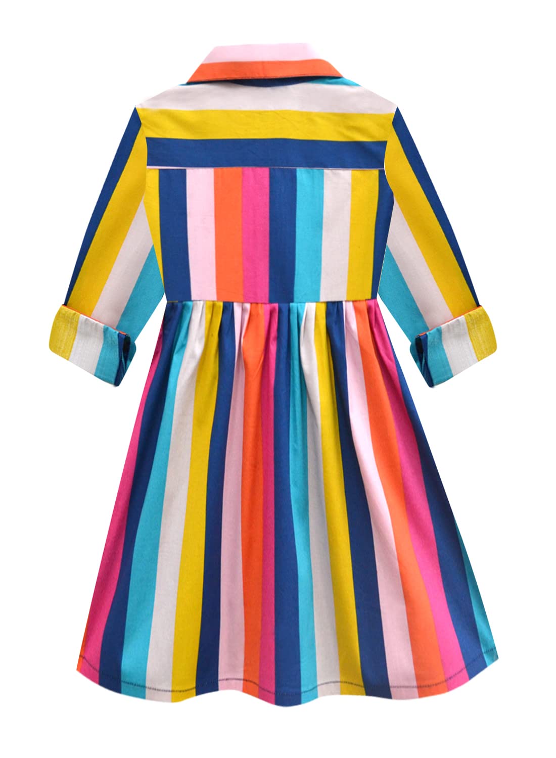 A.T.U.N Girls Cotton Shirt Knee-Length Casual Dress