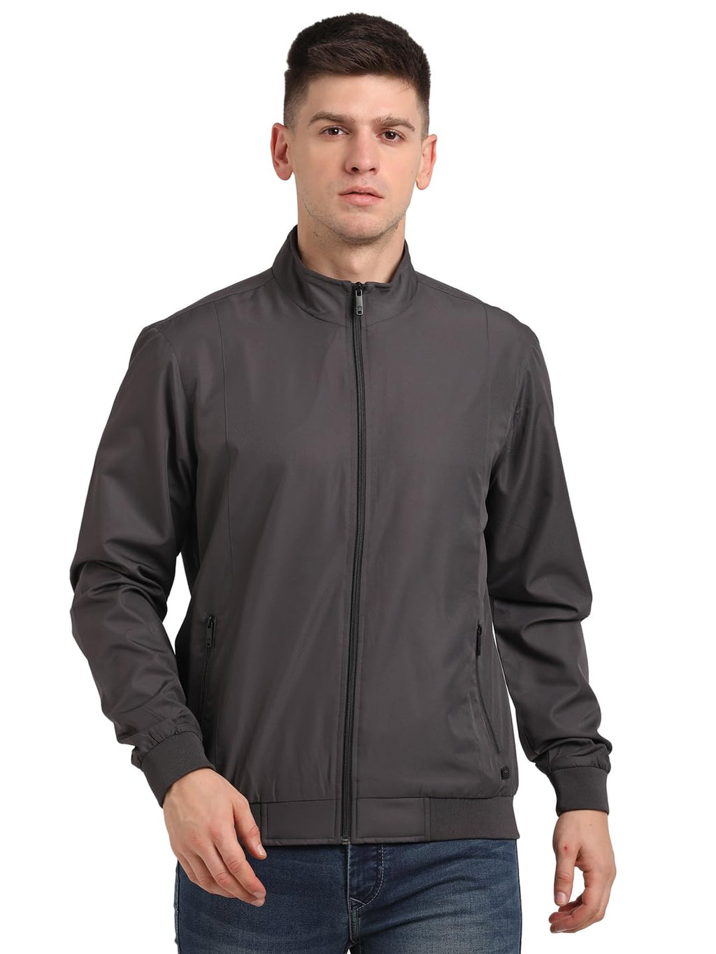 Turtle Men Polyester Solid Brown Zipper Windcheater Jacket