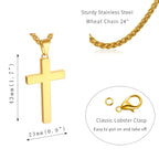 P. BLAKE Gold Cross Necklace for Men Boys, Stainless Steel Cross Pendant Chain Christian Religious Jewelry Valentine Christmas G