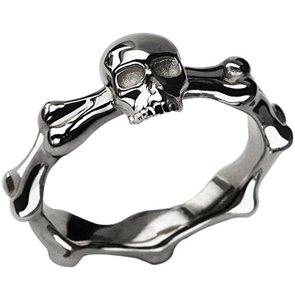 Jude Jewelers Stainless Steel Skull Biker Halloween Ring (12.5)