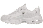 Skechers Women's D'Lites Memory Foam Lace-up Sneaker,White Silver,7 M US