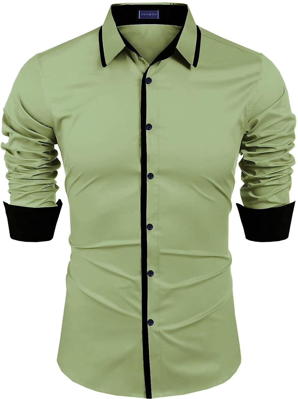 Zombom MenS Solid Cotton Blend Regular Fit Full Sleeves Casual Shirt With Spread Collar Shirt For Men