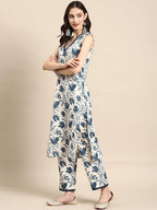 Fashion Basket Women'S White Color Cotton Anarkali Kurta Set With Duptta For Women