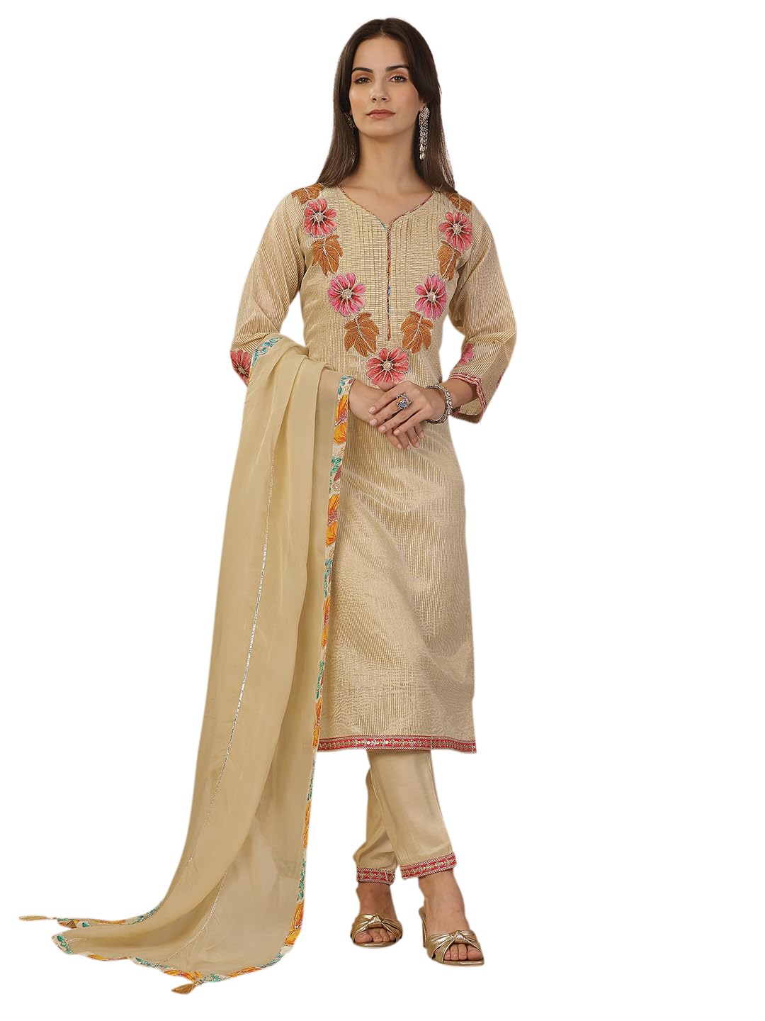 Libas Self Design Silk blend Straight Kurta Set for Women (51564XL)