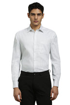 Louis Philippe Men White Stripe Full Sleeves Formal Shirt