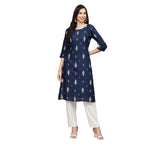 Stylum Women'S Printed Rayon Straight Kurta (Navytilak36_ Navy Blue, S)