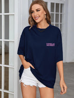 Rigo Back Printed Half Sleeves Round Neck Oversized T-Shirt for Women | Drop Shoulder T-Shirt | Loose Baggy Fit T-Shirt for Wome
