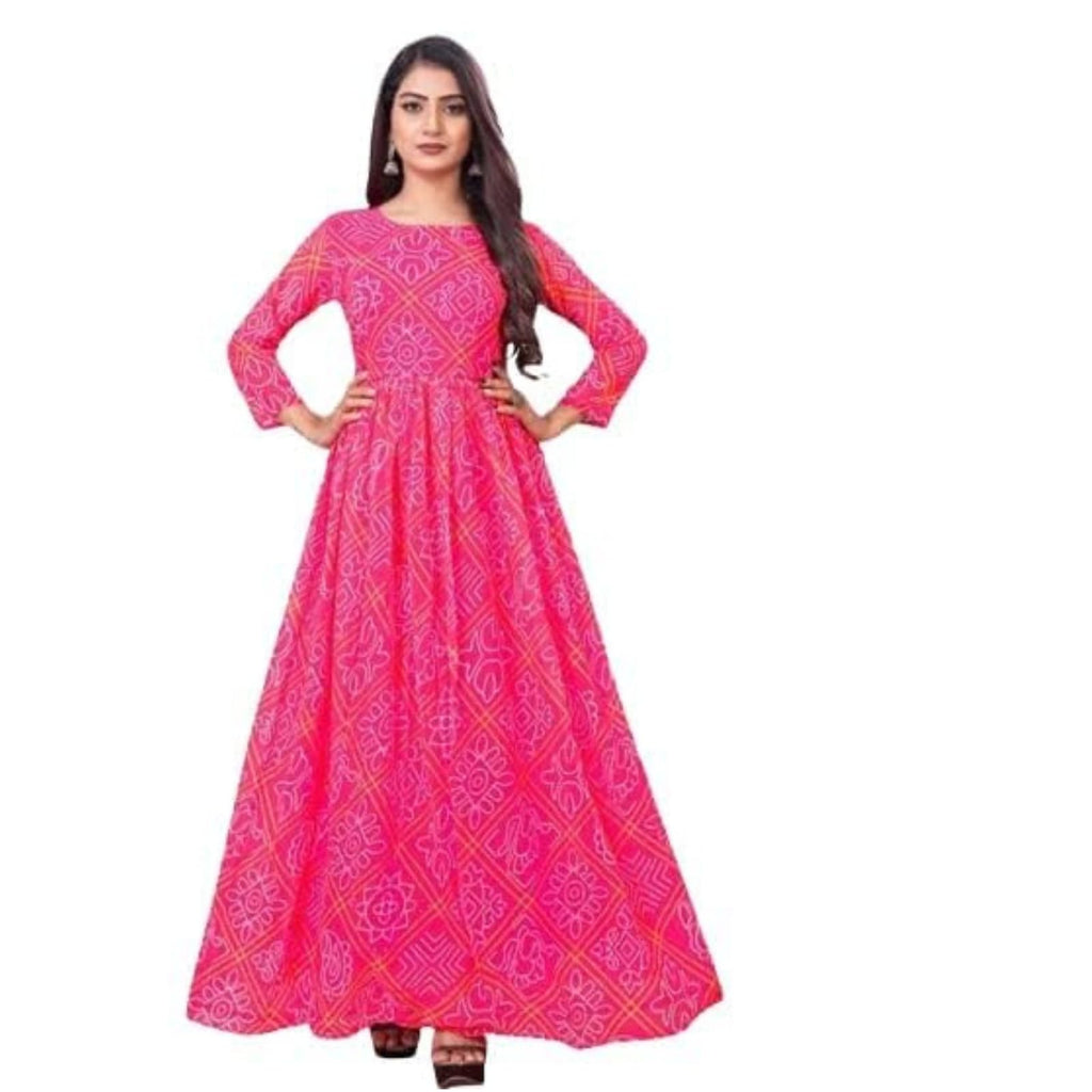 Anveri Textiles WomenS Georgette Long Dress With Regular Fit Full Sleeves Round Neck Ankle Length Abstract Print And A Line Sty