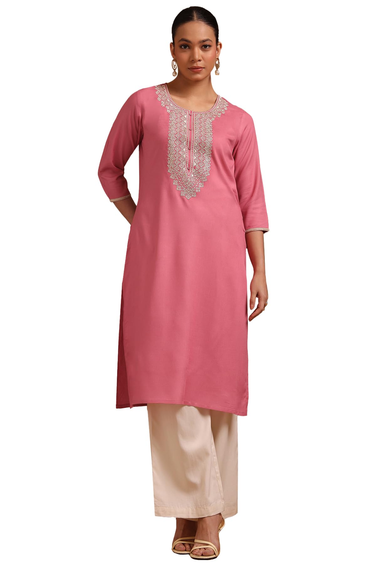 Soch Women Rayon Solid Kurta with Thread Work