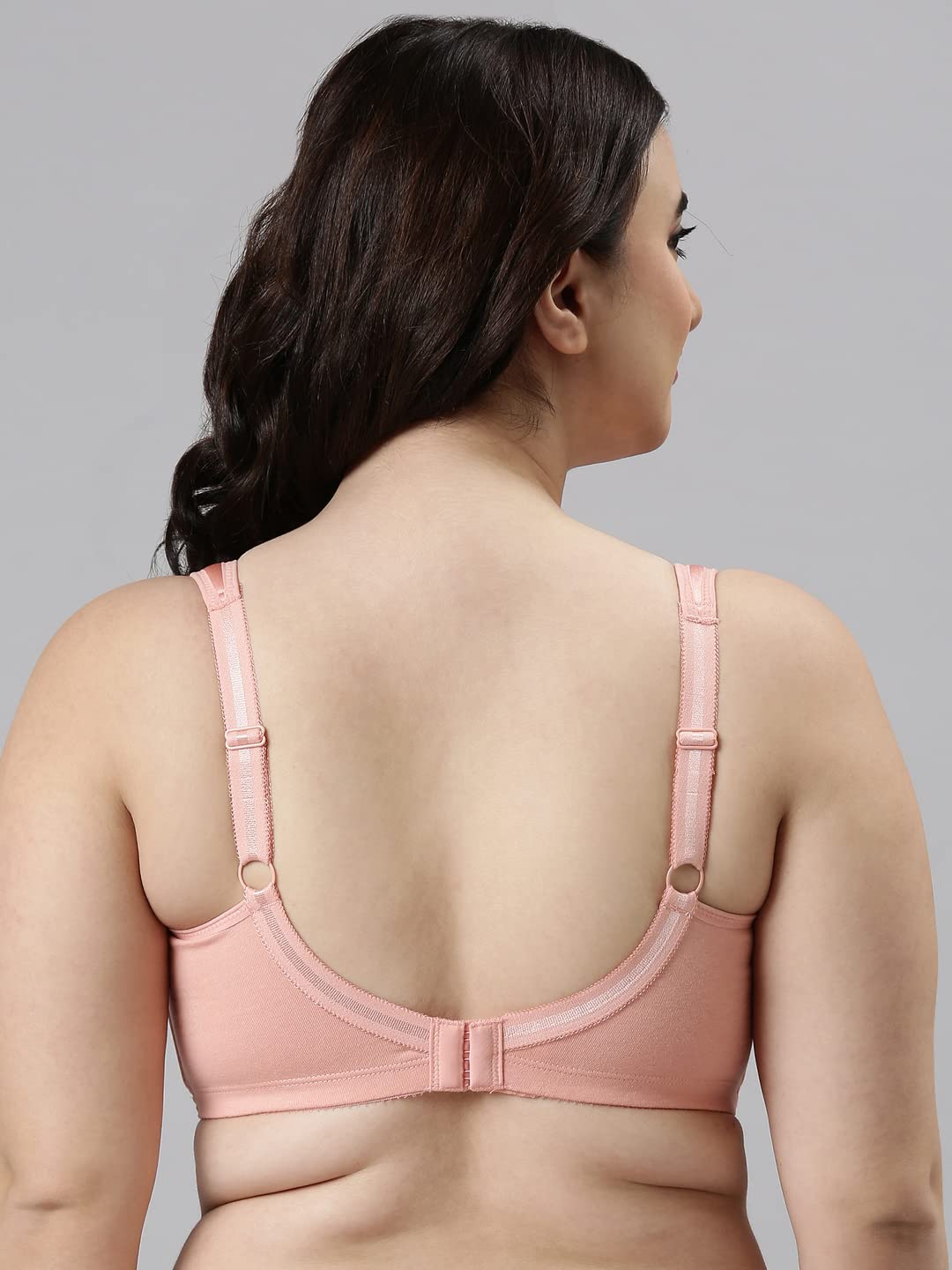 Enamor A112 Smooth Super Lift Classic Bra - Stretch Cotton Non-Padded Wirefree Full Coverage Peach Blush