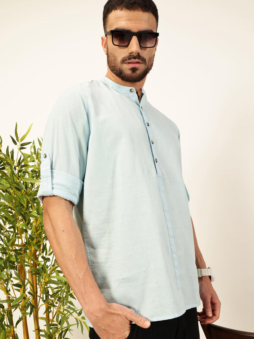 Thomas Scott Mens Linen Solid Kurta Shirt (Ts1529)