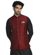 Manyavar MenS Art Silk Self Design Casual, Traditional Sleeveless Jacket (Fawn, Xl)