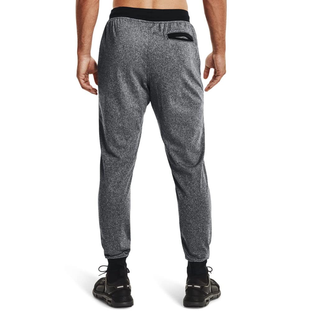 Under Armour Men's Tricot Joggers, Black Full Heather (001)/Black, Small