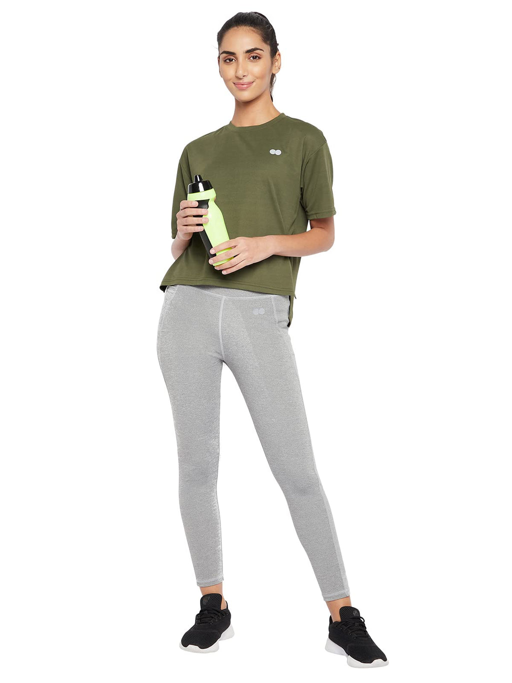 Clovia Womens Comfort Fit Active T-Shirt(AT0190P17_Grey_L)