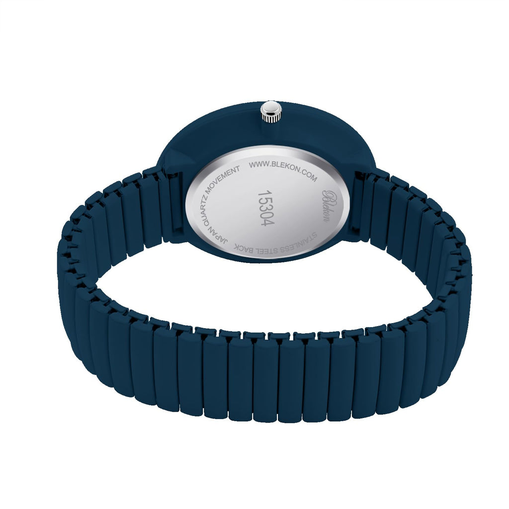 Blekon Collections New Super Large Face Stretch Band Japanese Movement PC21J Fashion Watch (Teal)