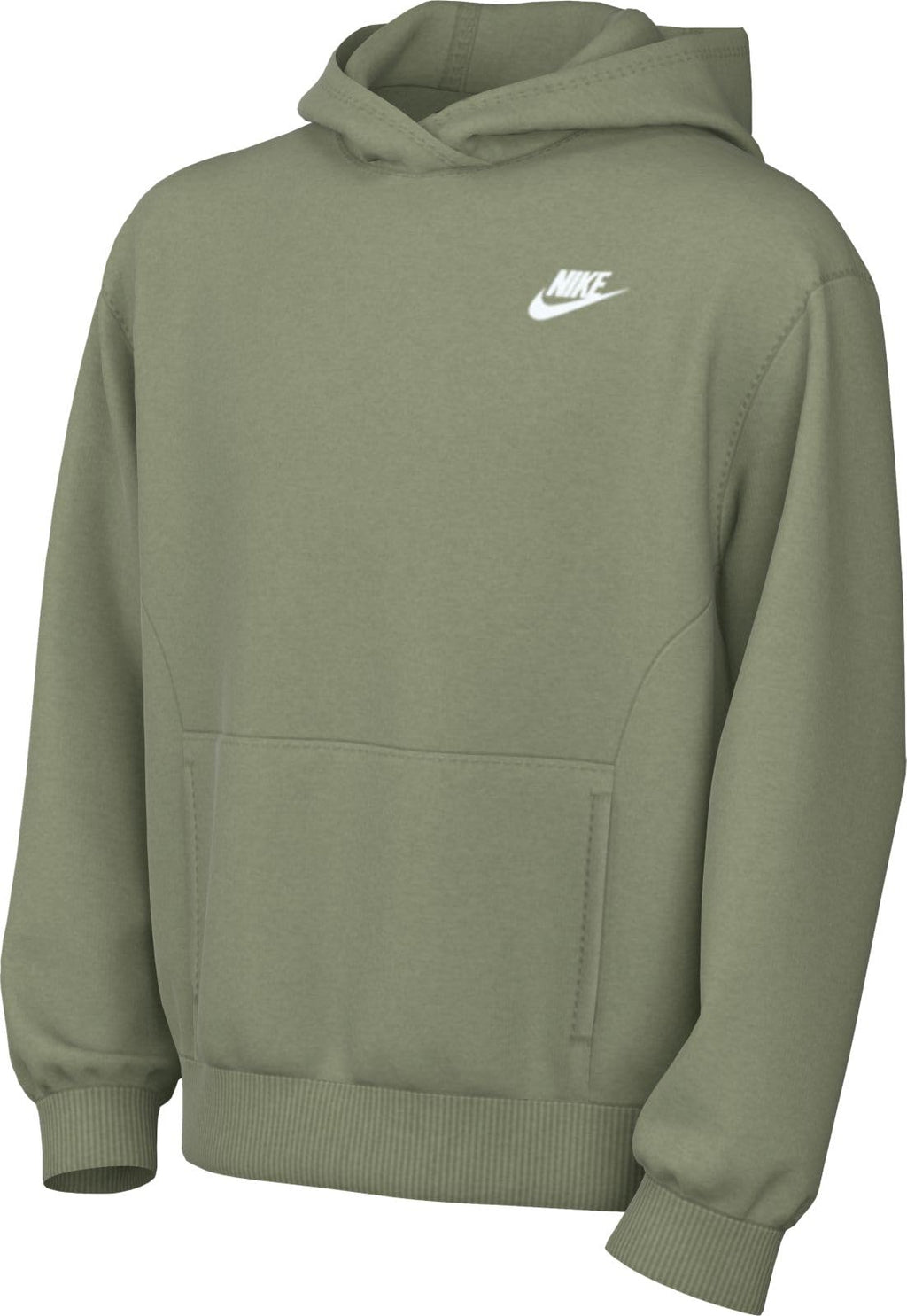 Nike Sportswear Club Fleece Pullover Hoodie (Little Big Kid), Oil Green/White