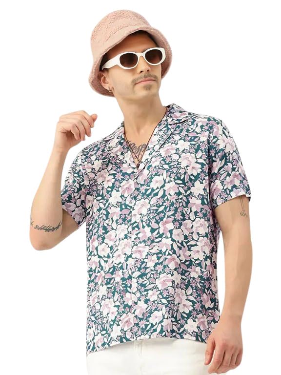 LookMark Mens Cotton Blend Multi Color Stitched Printed Half Sleeve Shirt(Shirt 61-S)