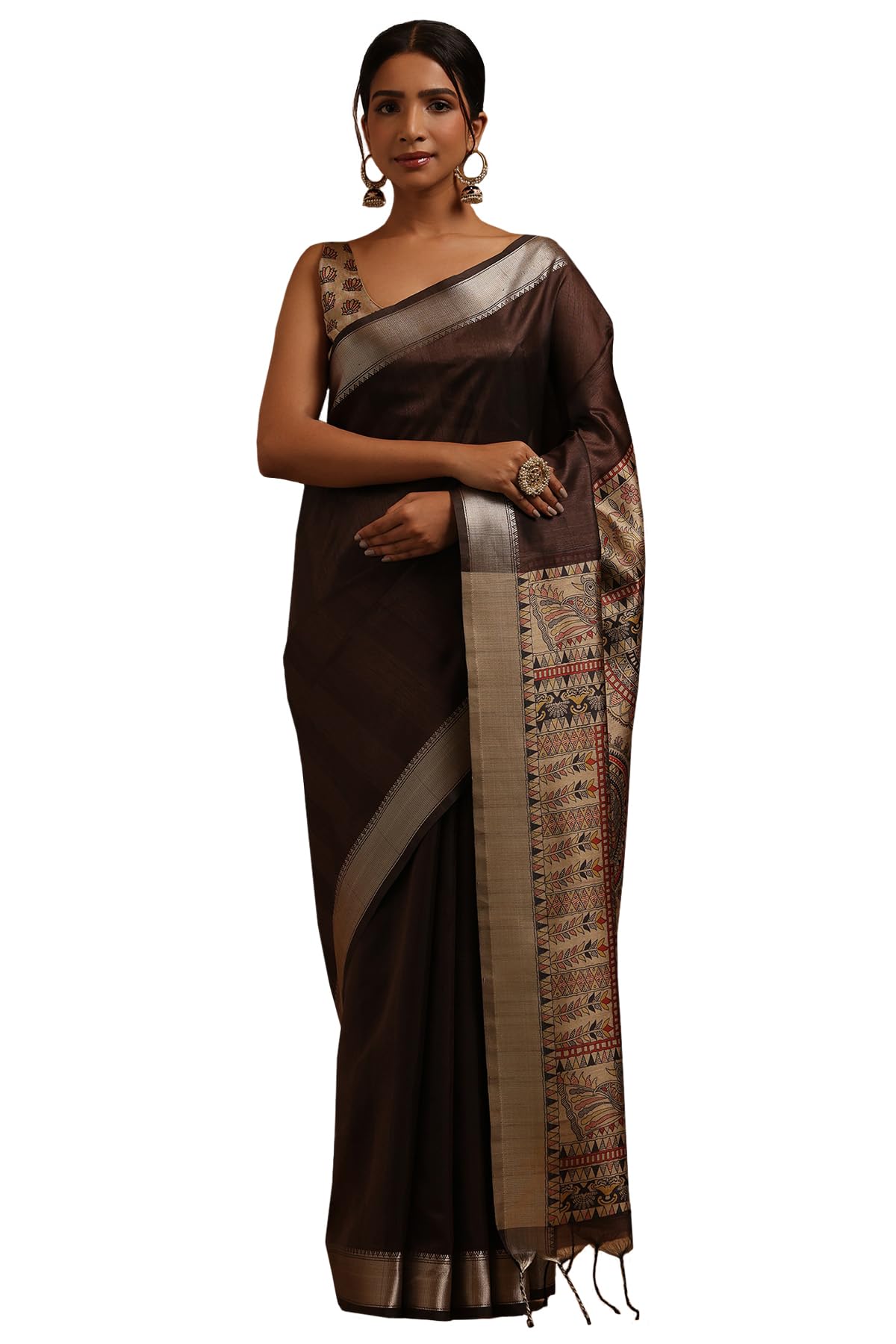 Soch Women Tussar Botanical Printed Saree