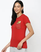 Bewakoof Womens Tom & Jerry 100% Cotton T-Shirt - Slim Fit, Round Neck, Half Sleeves