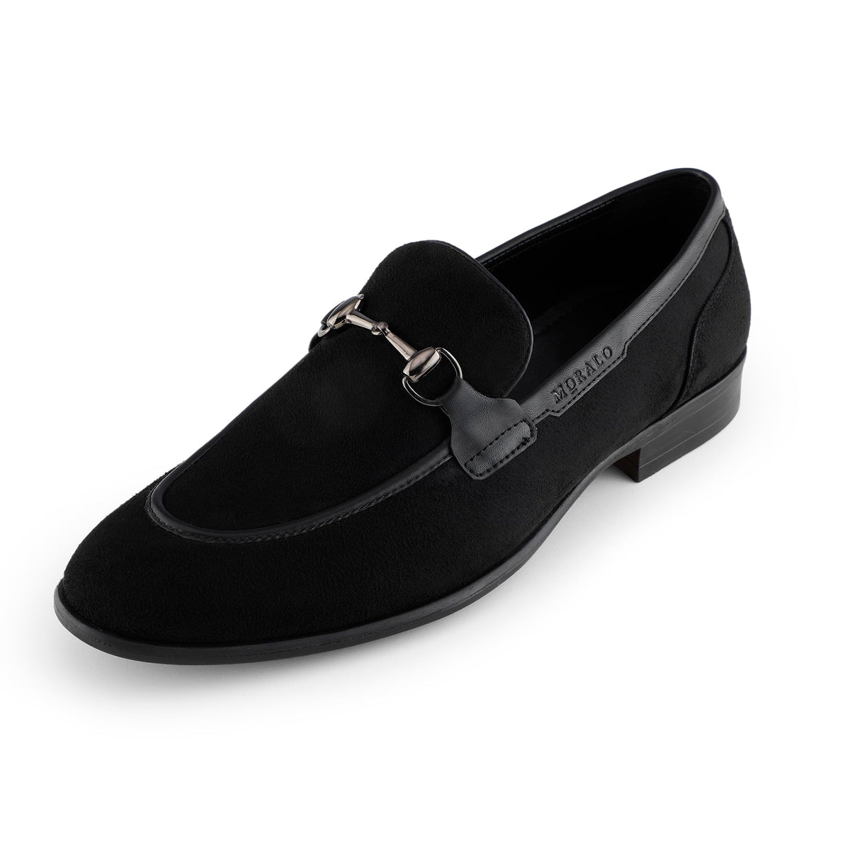 MORALO Mens Black Synthetic Leather Formal Slipon Mocassin Shoes (Black, 9) 9