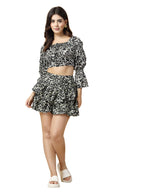 Oomph! Crepe Top And Skort Set For Women, Black - Coord_Mt863Msk163